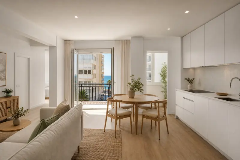 Video call: the manager shows a renovated living room in Torrevieja